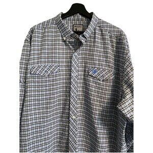 Mojo Sportswear Men's Button Shirt Long Sleeve Blue Plaid XL Vented C4